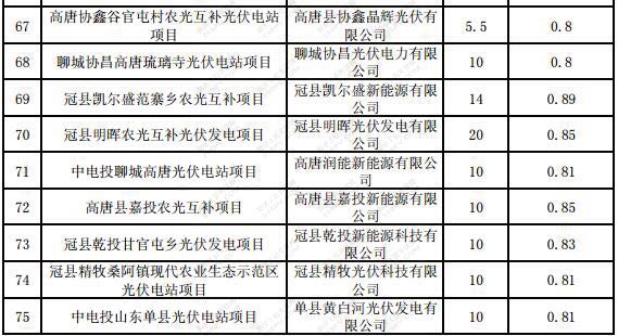 山東省2016年光伏電站建設(shè)規(guī)模項(xiàng)目安排匯總表