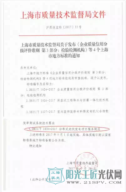 沪质改监标[2017]33号 上海市质量技术监督局文件