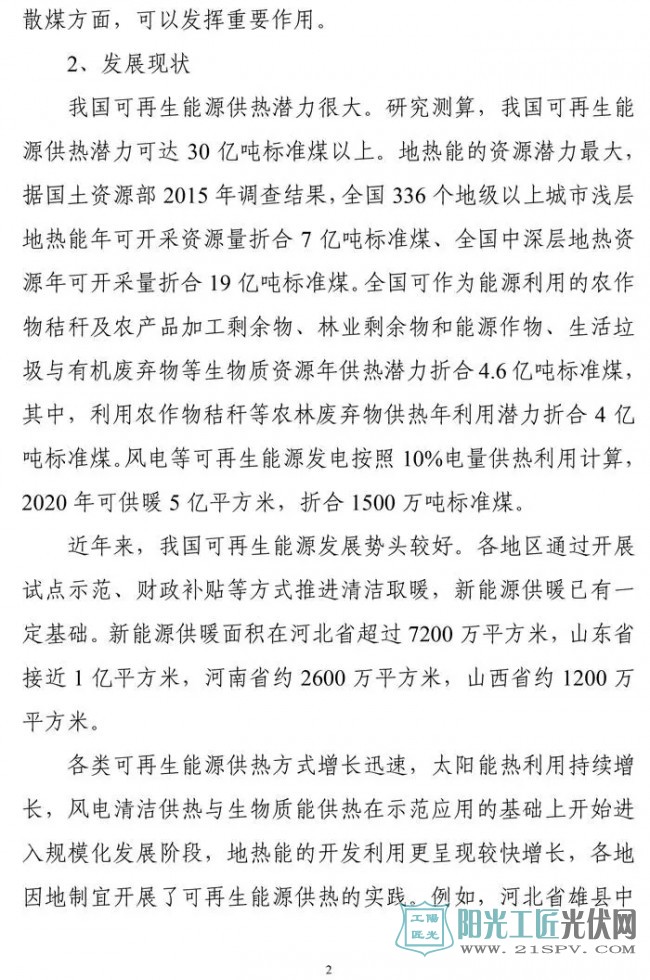 國家能源局綜合司   關于征求對《關于促進可再生能源供熱的意見》的函