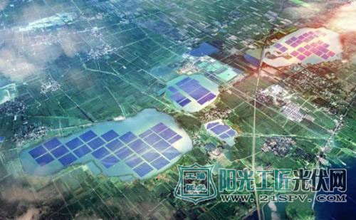 中国三峡集团三峡新能源公司安徽淮南150兆瓦水面漂浮光伏项目。