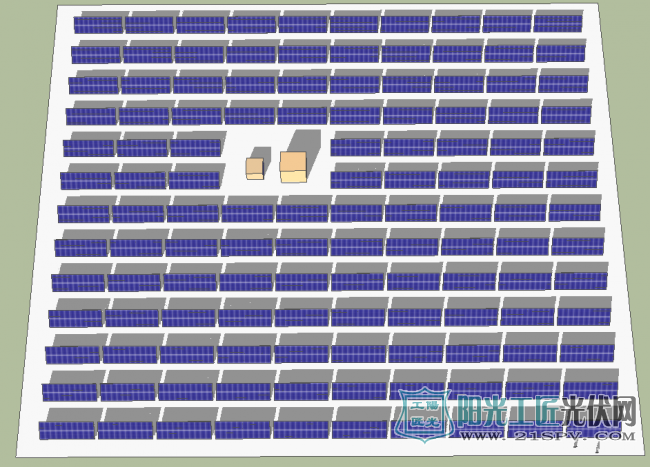 大型地面电站MW级光伏组件布置效果图（含支架）