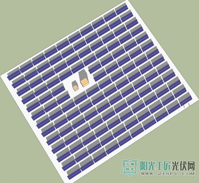 大型地面电站MW级光伏组件布置效果图（含支架）