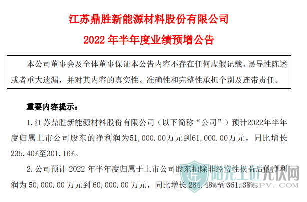 动力电池铝箔下游需求旺盛鼎胜新材2022h1净利预增超2倍